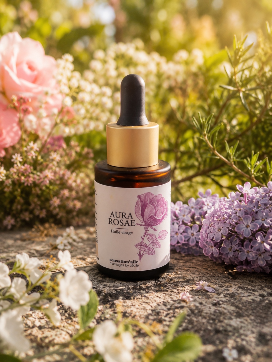 Huile visage Aura Rosae - Sensation'aile massages by Cécile